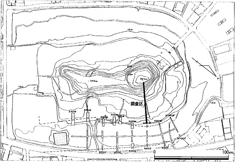 史跡城山古墳調査区位置図